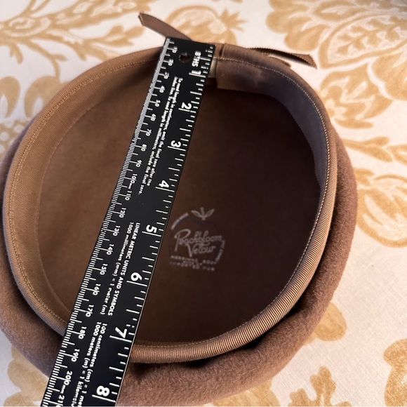 Vintage Peach bloom Velour Pillbox Hat - Picture 9 of 9